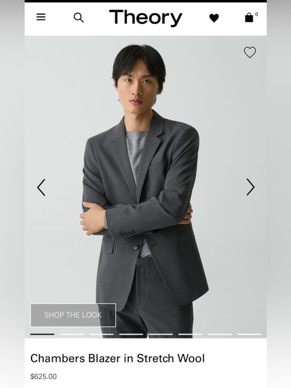 Theory Men's Charcoal Gray Stretch Wool Suit Blazer